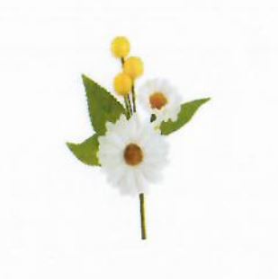 *FF* PIQUET DOUBLE TIGE GERBERA BLANC HT 8CM