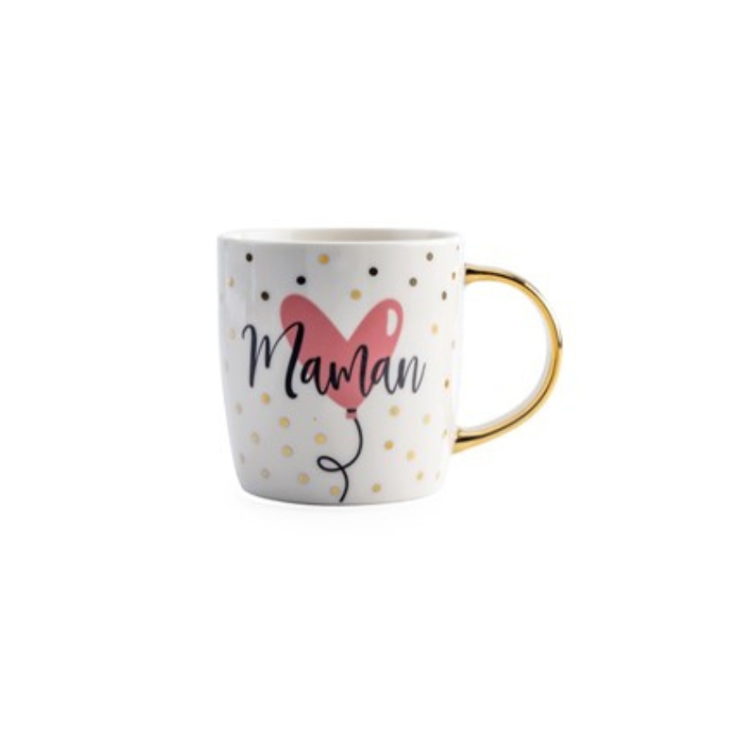 MUG "MAMAN" WITH GOLDEN HANDLE Ø8.5CM H9CM