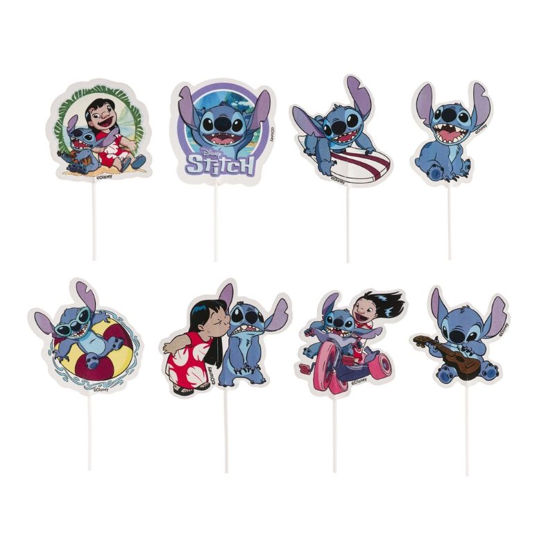 CAKE TOPPERS EN PAPIER STITCH 8ASS 16PCS