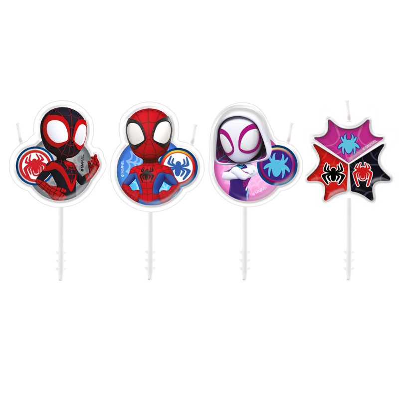 VERJAARDAGSKAARSEN SPIDEY 4 STUKS
