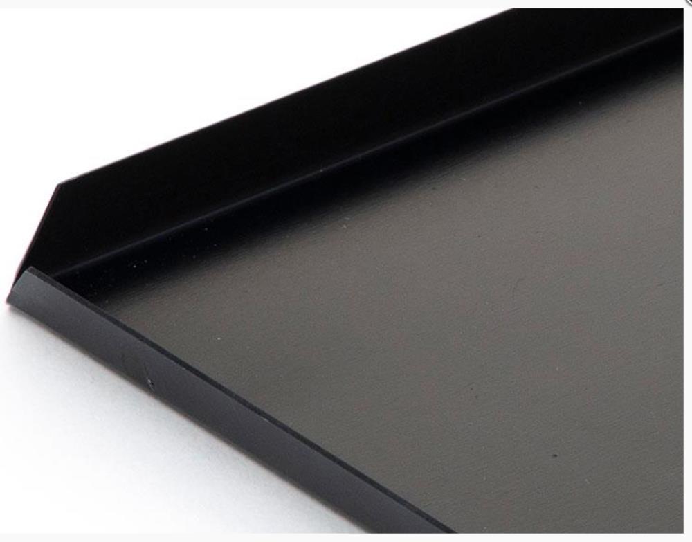 BLACK ALUMINUM TRAY 40X25XH1CM STRAIGHT EDGE CUT ANGLE