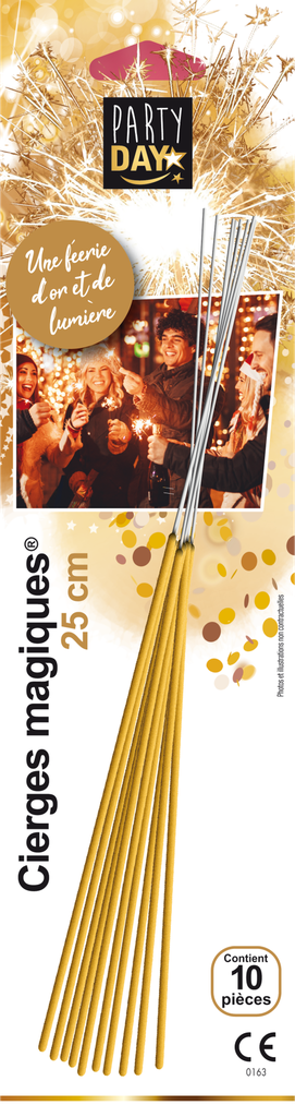 25 CM GOUDEN MAGISCHE GLANS 10 STUKS