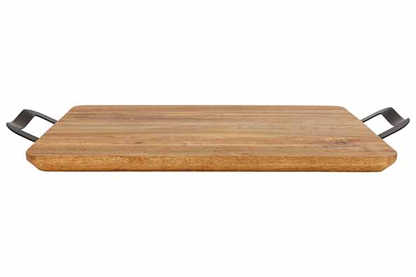 RECHTHOEKIGE SERVEERPLANK 35X 25CM ACACIA - MET HANDVATTEN