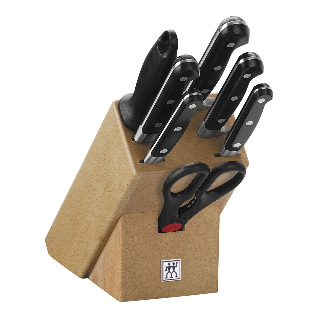 ZWILLING PRO "S" BEECH BLOCK + 6 KNIVES + 1 CHISEL -35662-000