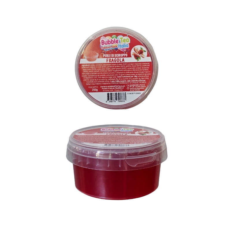 BLACK COFFEE FRUIT PEARLS 250GR STRAWBERRY FLAVOUR P/BUBBLE TEA