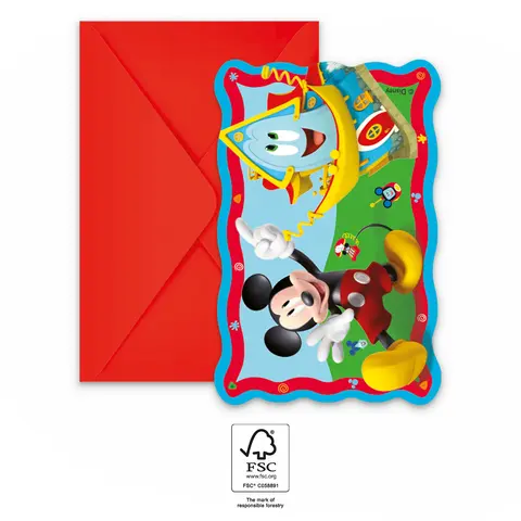 MICKEY RTH FSC INVITATIONS ET ENVELOPPES 6pcs