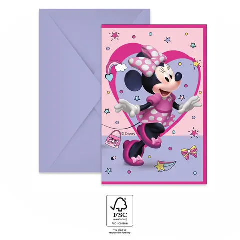 *FDS*MINNIE JUNIOR-INVITATIONS ET ENVELOPPES 6pcs