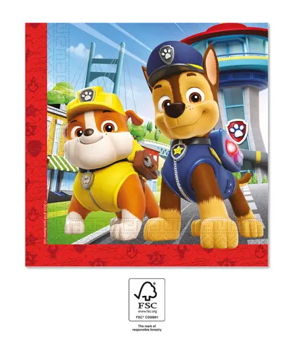 PAW PATROL HERO SERVIETTES EN PAPIER 33x33cm 20pcs