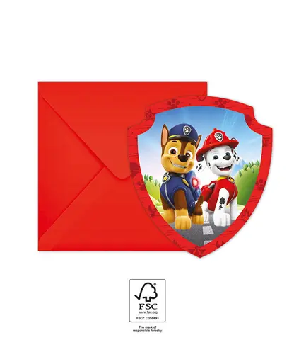 *FDS*PAW PATROL HERO  DIE-CUT INVIT.& ENVELOPPES 6pcs