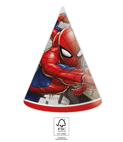 SPIDERMAN CRIME FIGHT FSC CHAPEAUX EN PAPIER 6pcs