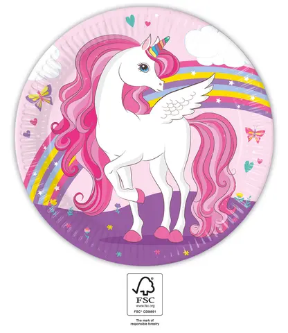UNICORN ASSIETTES EN PAPIER 23 cm  8 pcs