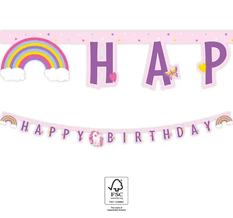 *FDS*UNICORN GUIRLANDE HAPPY B-DAY 1pc