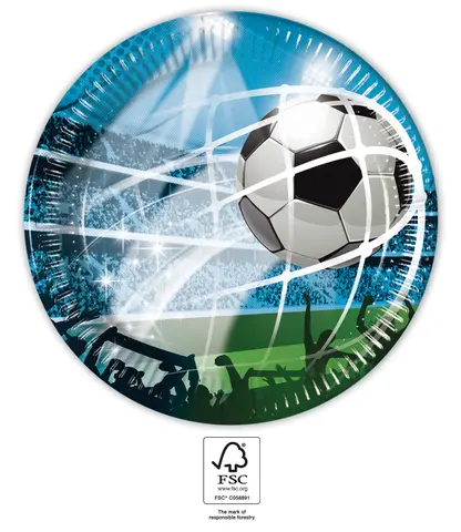 SOCCER FANS ASSIETTES EN PAPIER 23 cm 8 pcs