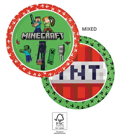MINECRAFT ASSIETTES EN PAPIER 23CM 8pcs