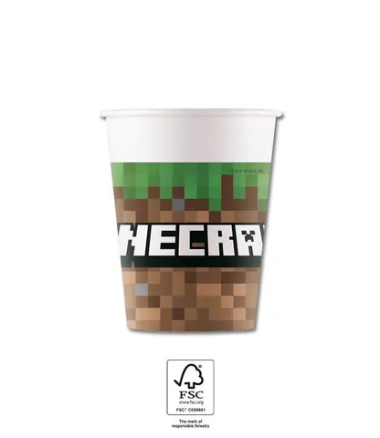 MINECRAFT GOBELETS EN CARTON 200ML 8pcs