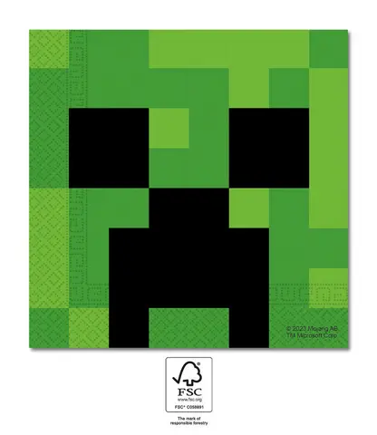 MINECRAFT SERVIETTES EN PAPIER 33x33 cm 20 pcs
