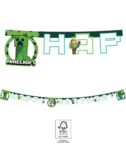MINECRAFT FSC GUIRLANDE EN PAPIER 1pc