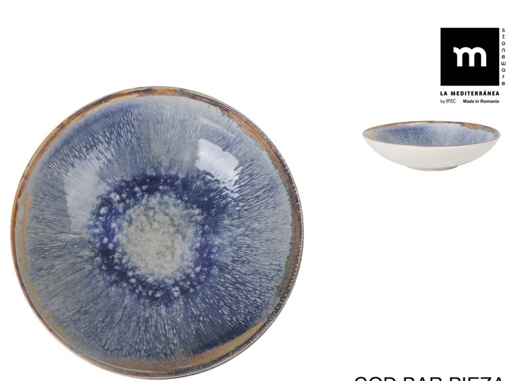 AELIA MONACO ASSIETTE COUPE CREUSE 21XH5.3CM VERT/BLEU STONEWARE - AE26102