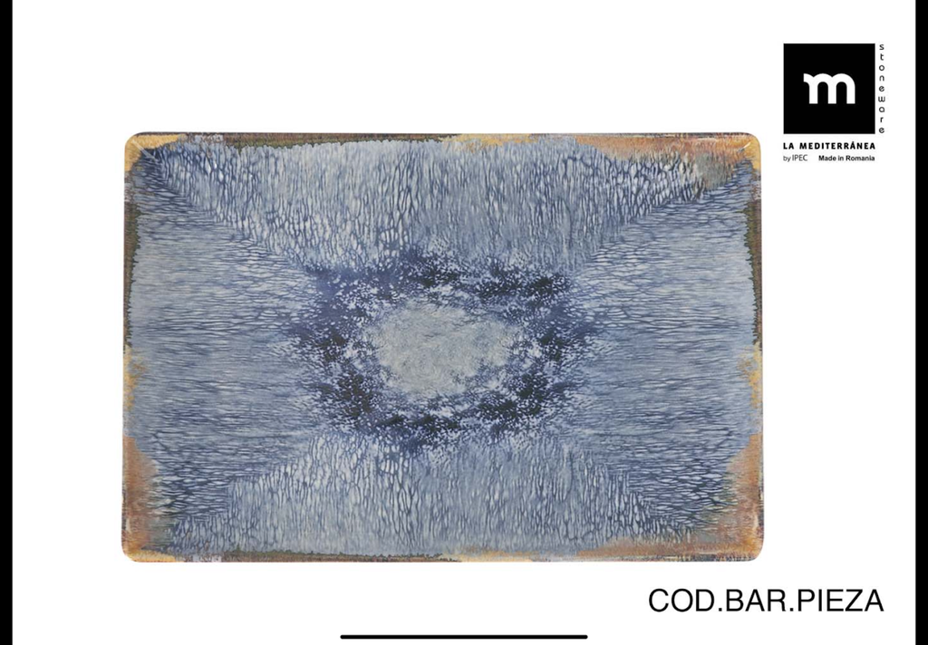 AELIA MONACO ASSIETTE 30X20CM  BLEU/BEIGE STONEWARE - AE2500430