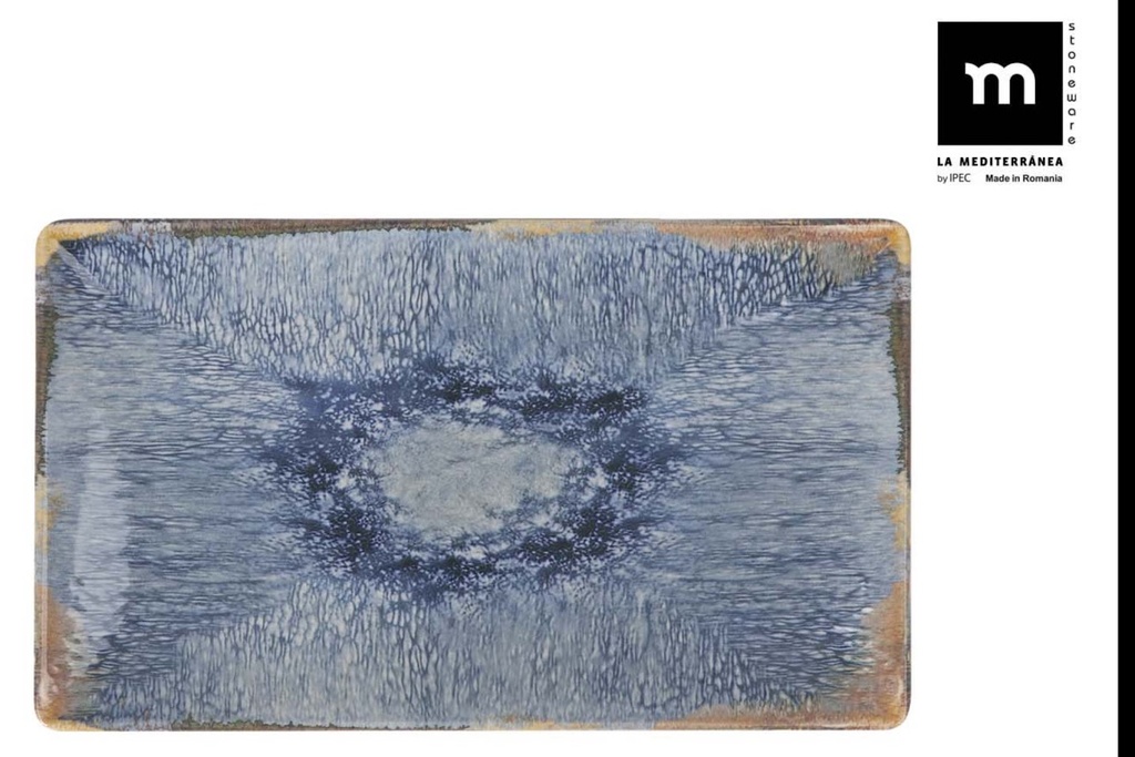 AELIA MONACO PLATE 25X15CM BLUE/BEIGE STONEWARE - AE25012
