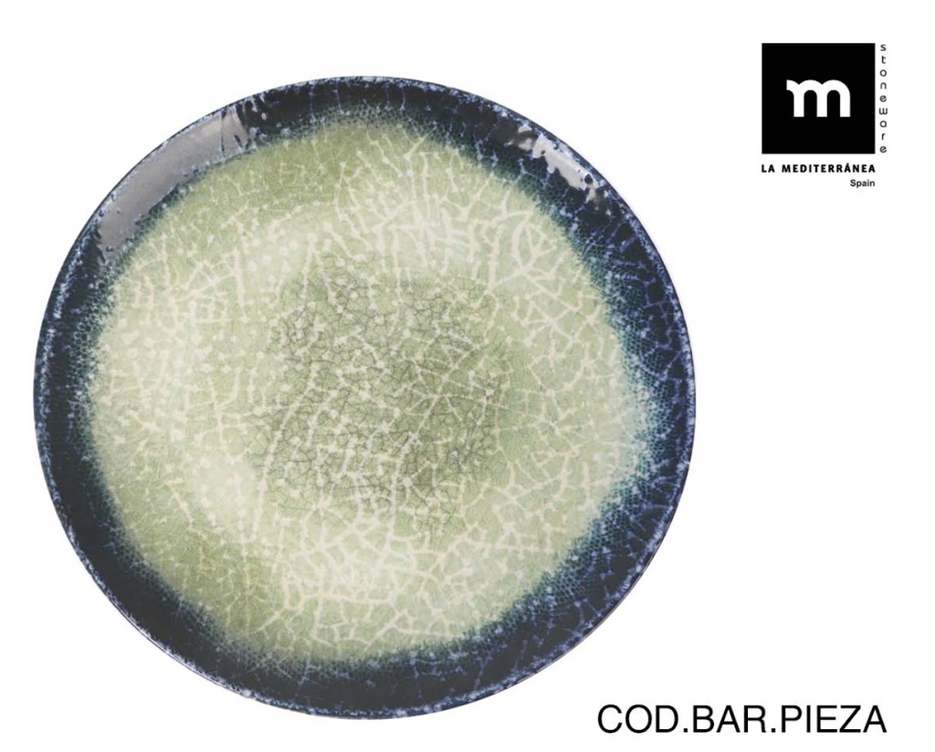 OLAF MONACO BORD 26CM BLAUX/GROEN STEENGOED  