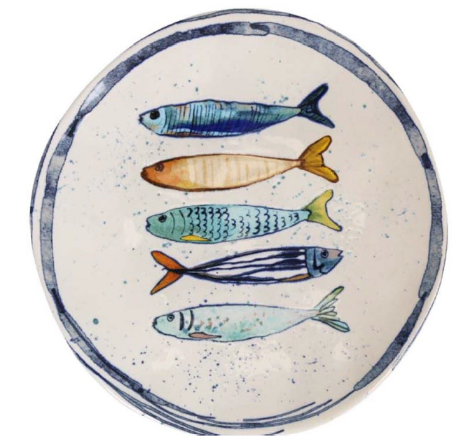 ELITE PLATE 20CM sardines BEIGE/BLUE STONEWARE