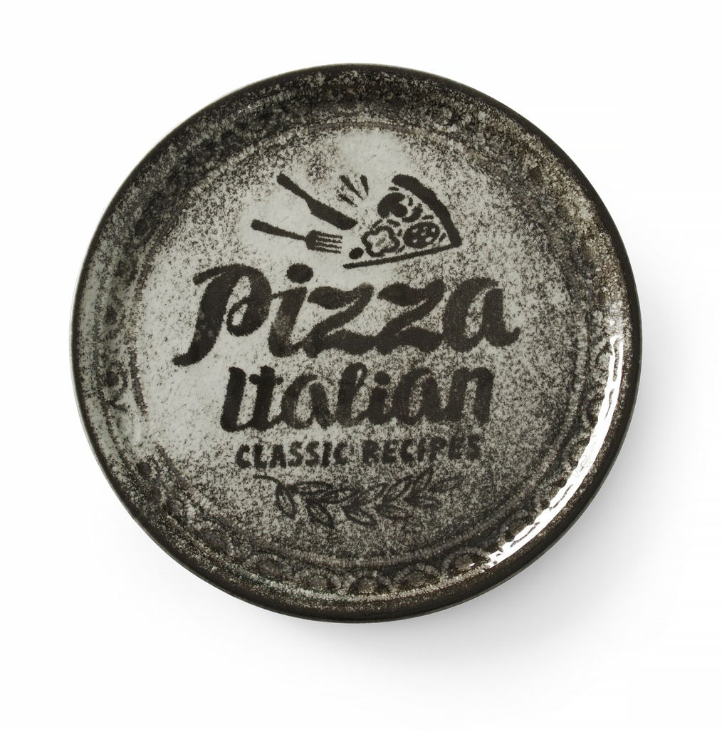 PIZZA PLATE PORCELAINE RECIPE BLACK 33 CM 