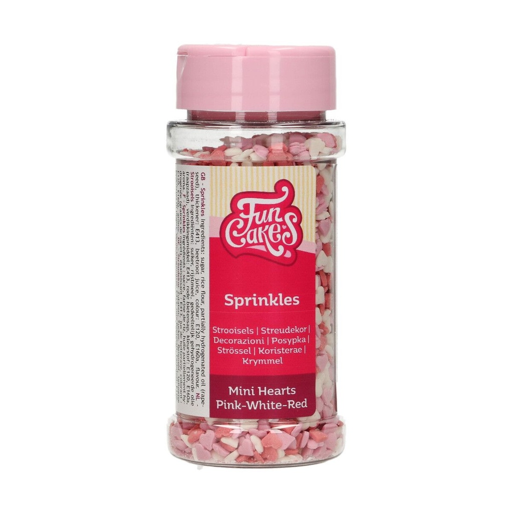 FunCakes Mini Coeurs Rose/Blanc/Rouge en sucre 60g