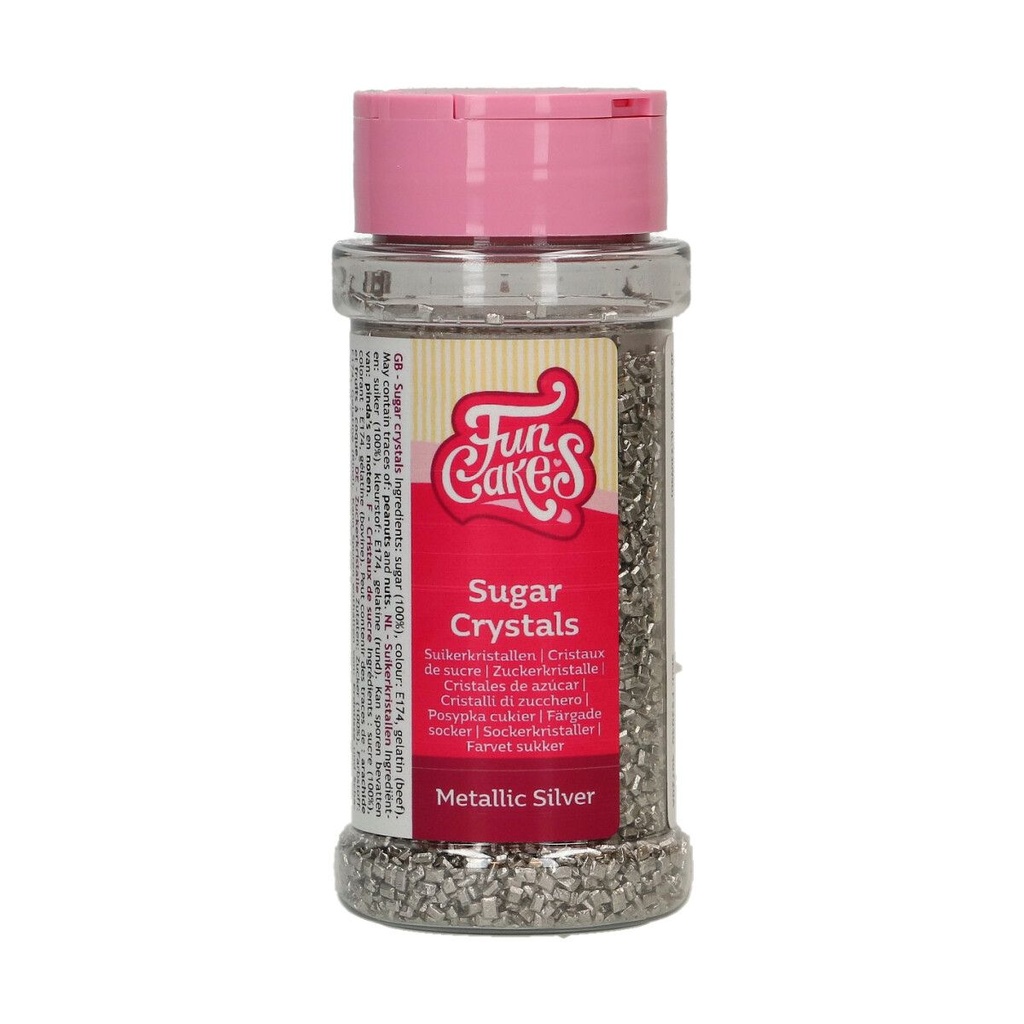 FunCakes Cristaux de sucre fin  Argenté 80g