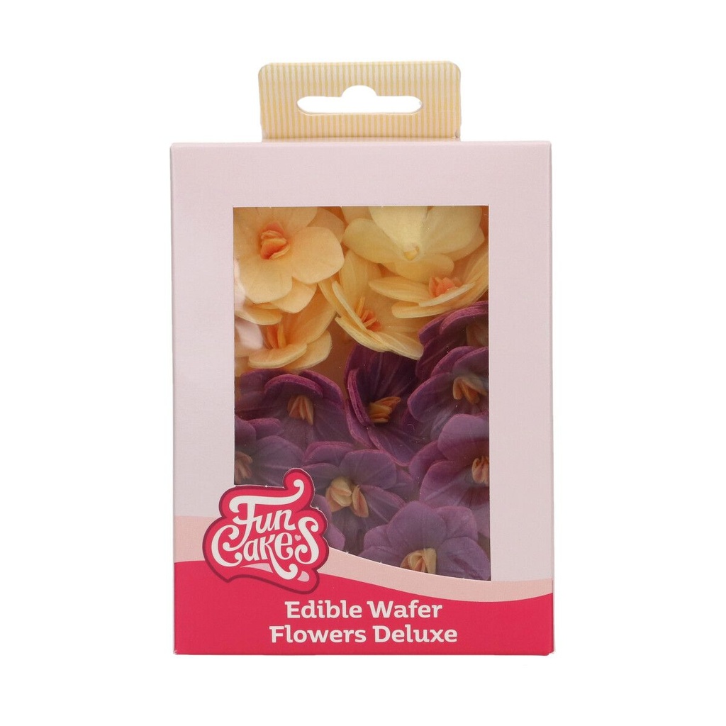 FunCakes Oplaatbloemen Violet/Geel Hortensia 37mm 18 stuks