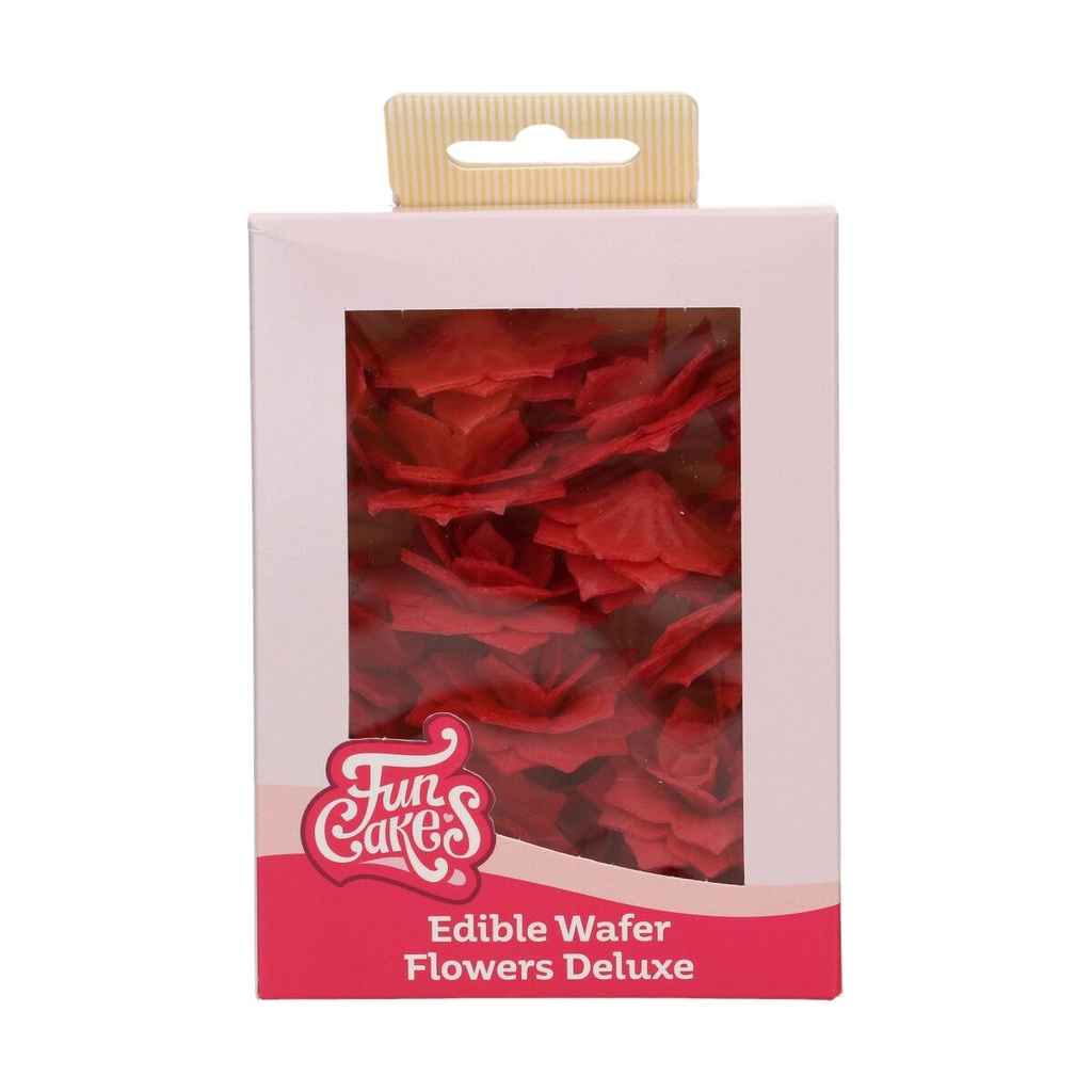 FunCakes Oplaatbloemen Rode Rosalia Roos 4cm 15 stuks