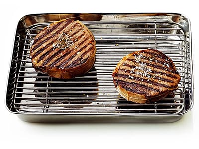 LACOR STAINLESS STEEL DISH 40.5X30.5X2.5CM WITH GRILL