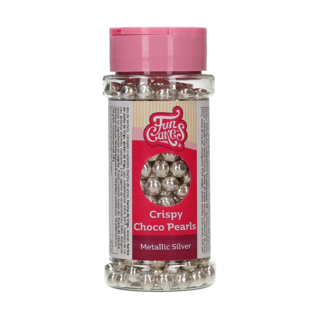 FunCakes Perles de Chocolat Croquant - Metallic Argent 60g