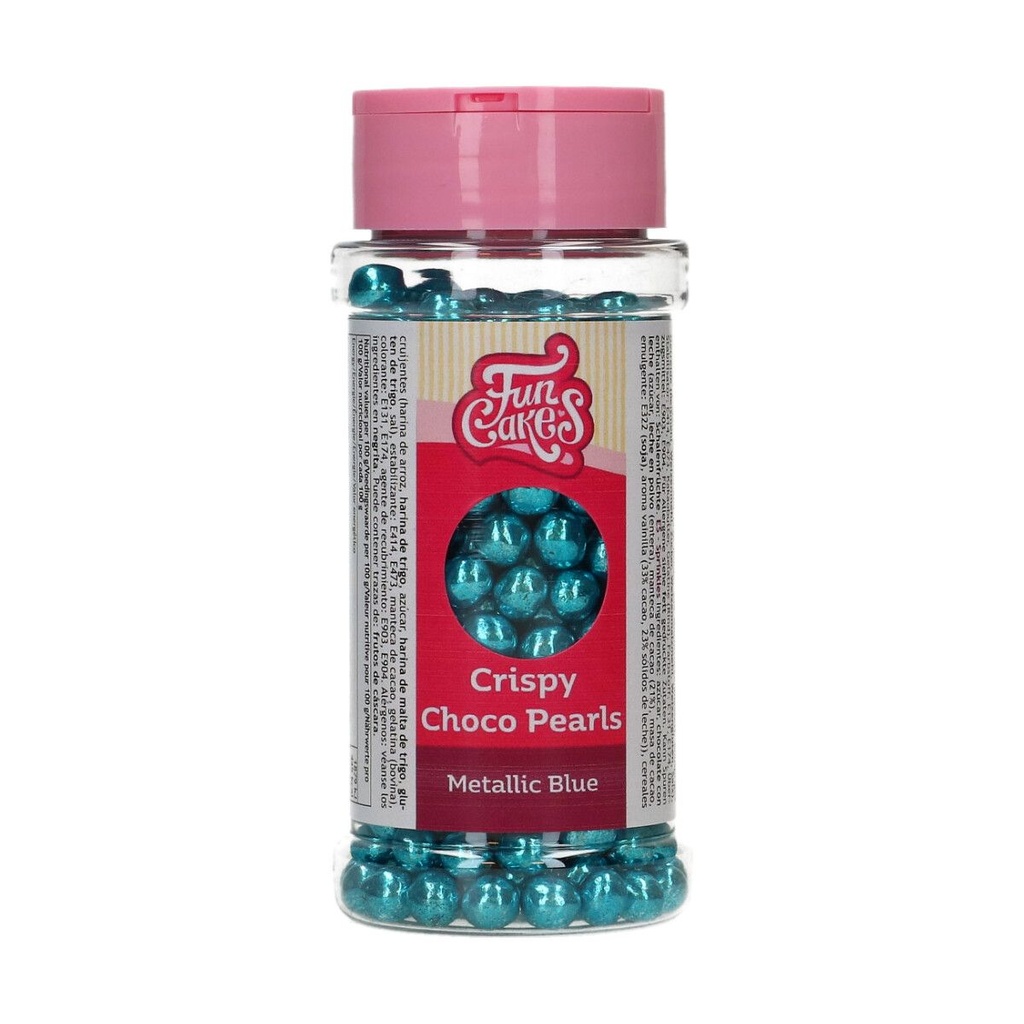 FunCakes Perles de Chocolat Croquant - Metallic Bleu 60g