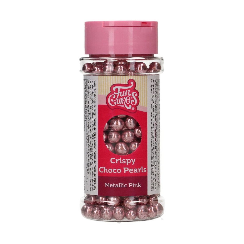 FunCakes Knapperige Chocolade Parels - Metallic Roze 60g