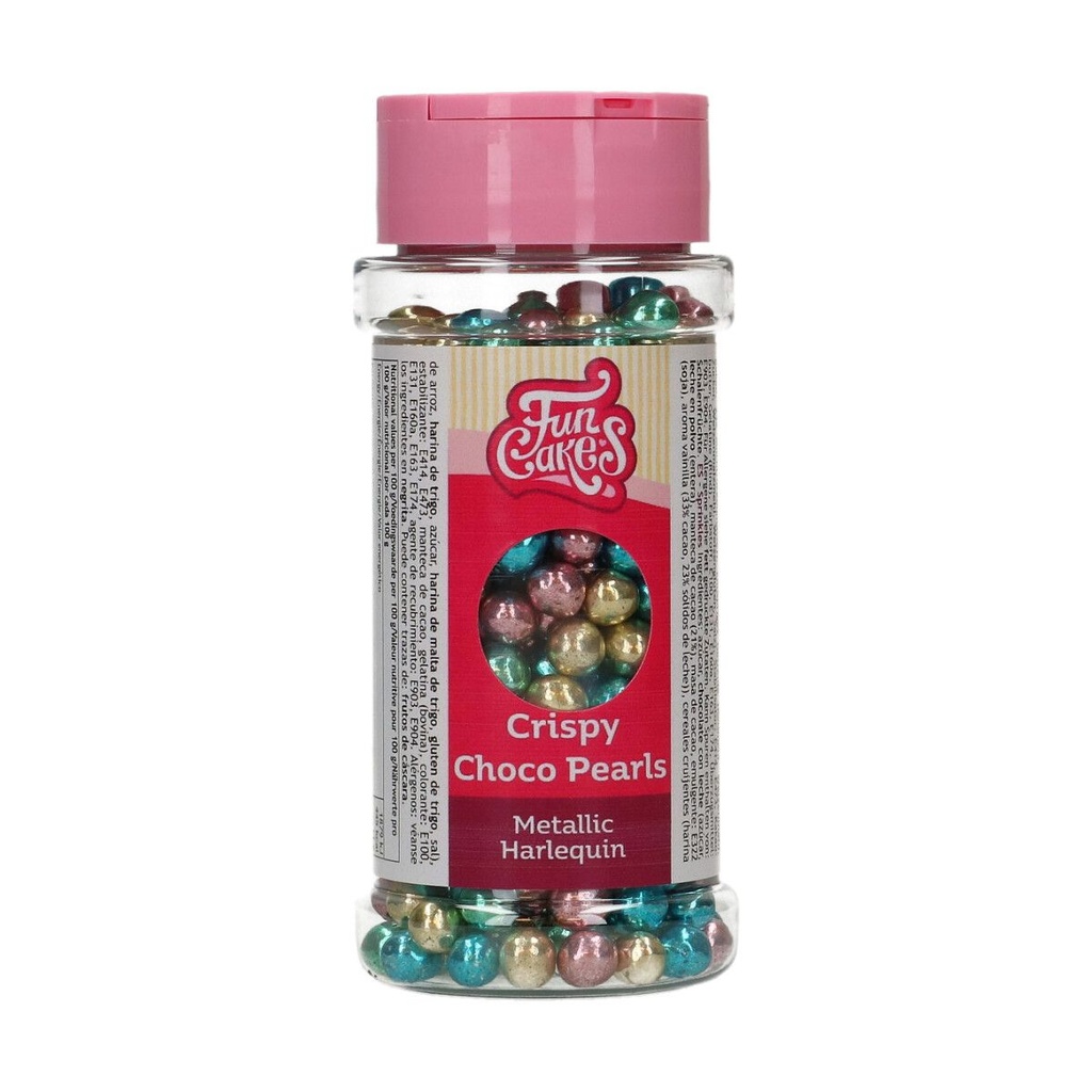 FunCakes Crunchy Chocolate Pearls - Metallic Harlequin 60g