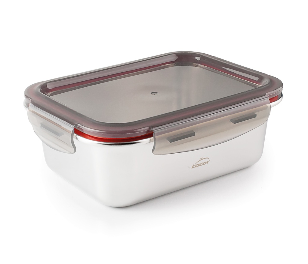 LACOR ECOINOX BOITE HERMETIQUE 820ML RECT 20X15XH5CM COUVERCLE PP - COMPATIBLE MICRO-ONDES