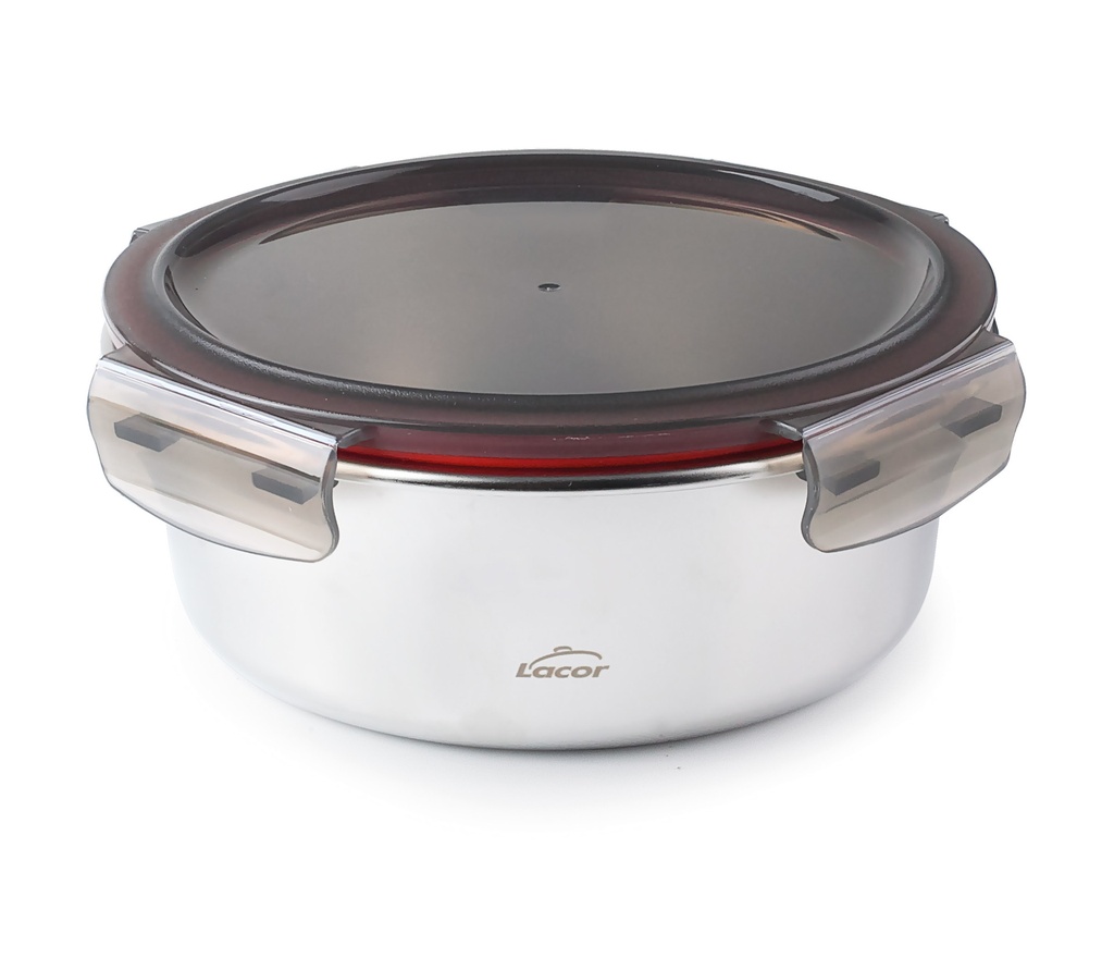 LACOR ECOINOX AIRTIGHT CONTAINER 1500ML ROUND 20XH6.5CM PP LID - MICROWAVE SAFE