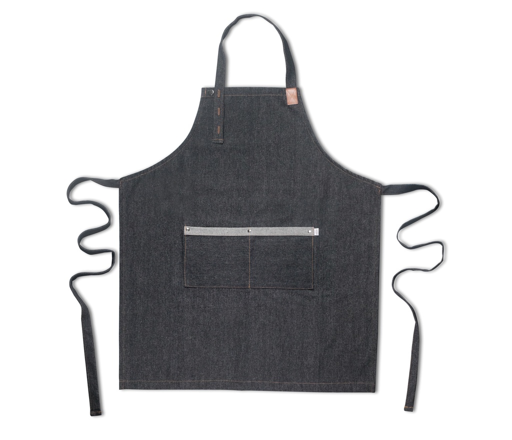 LACOR ROMA APRON BIB+POCKET COTTON BLACK 72X88CM