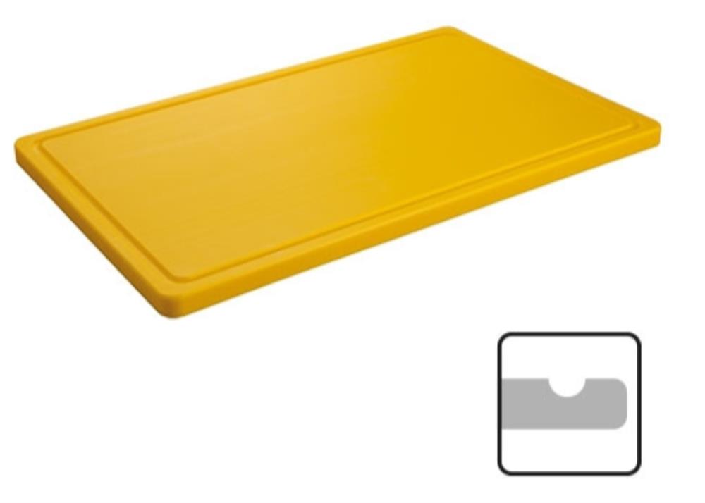 CATERCHEF POLY BORD GN1/1 GEEL 53X32.5X2CM MET RIGOLE