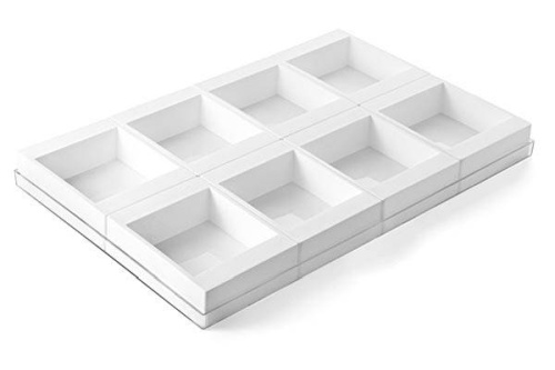 SET VAN 8 VIERKANTE VORMEN IN SILICONE TORTAFLEX 135MM H50MM VOL 982ML=SET