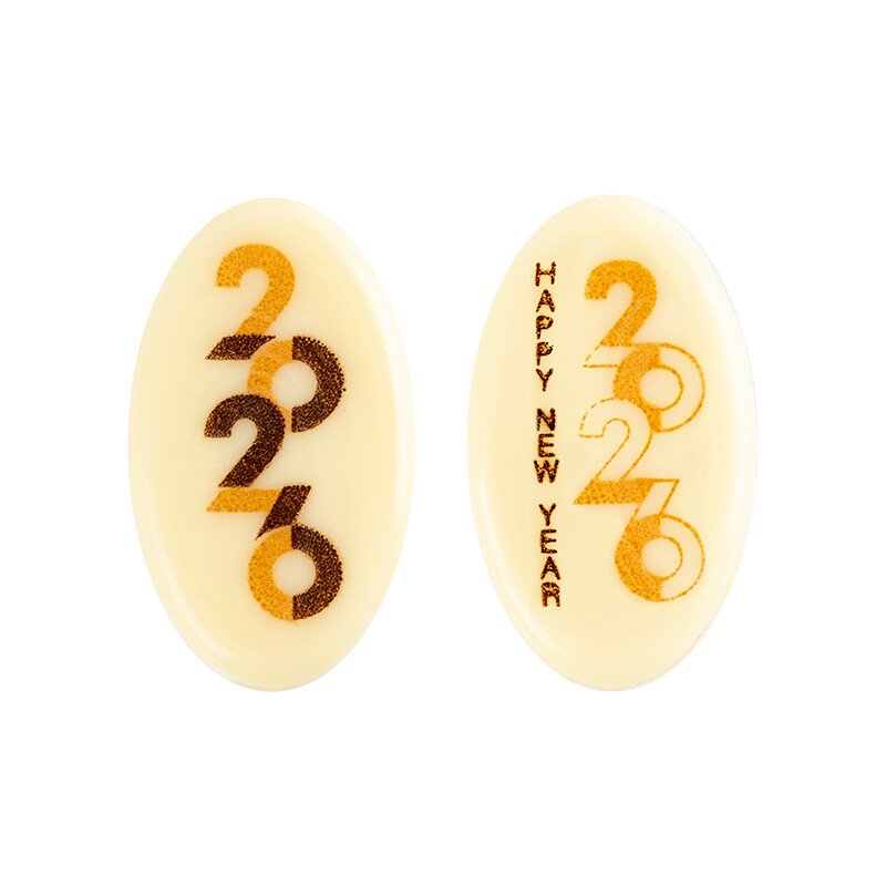 2014072 Plaatje Happy New Year 2026 3,9x2,3 cm 175pcs ***OP/ORDER***