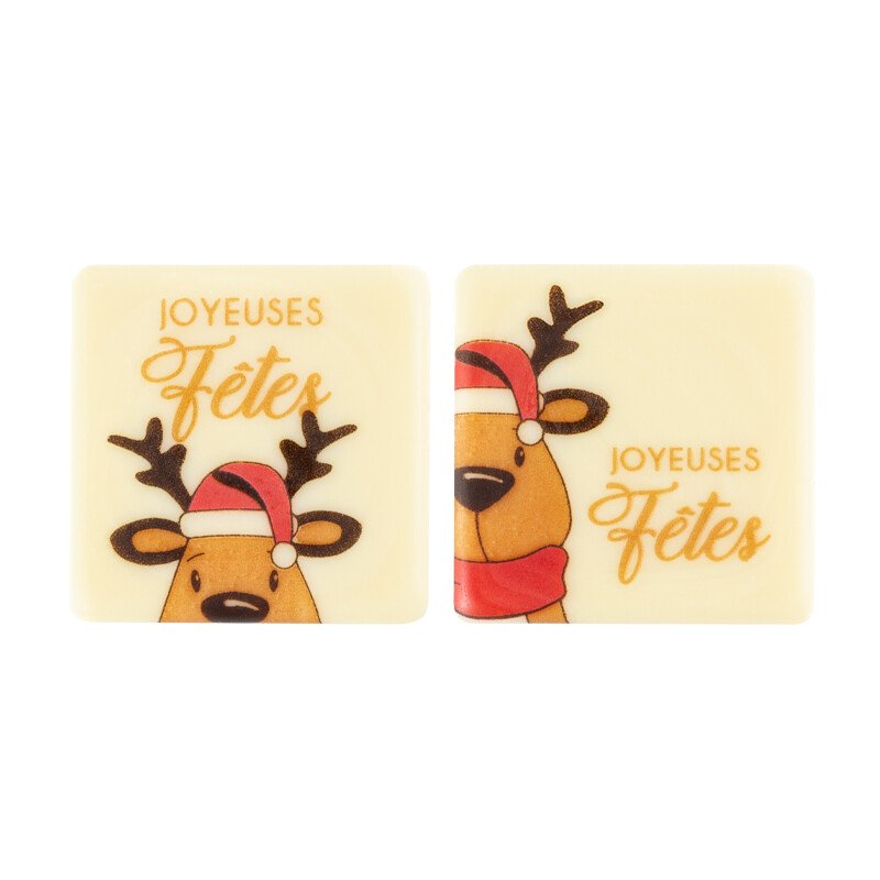 2015479 Plaatje Joyeuses Fêtes Eland 3,8x3,8 cm 120pcs ***OP/ORDER***