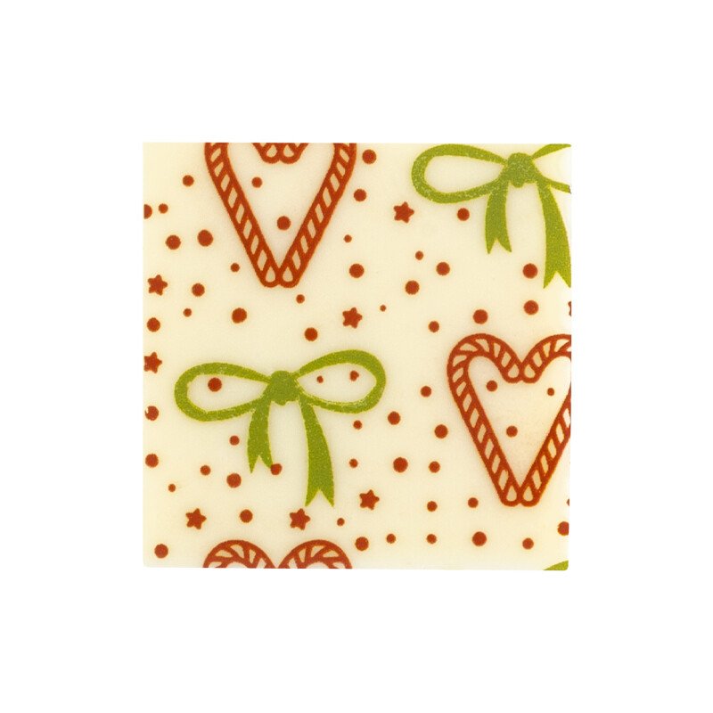 2015437 Vierkant Kerst strik en hart 3x3 cm 220pcs ***OP/ORDER***