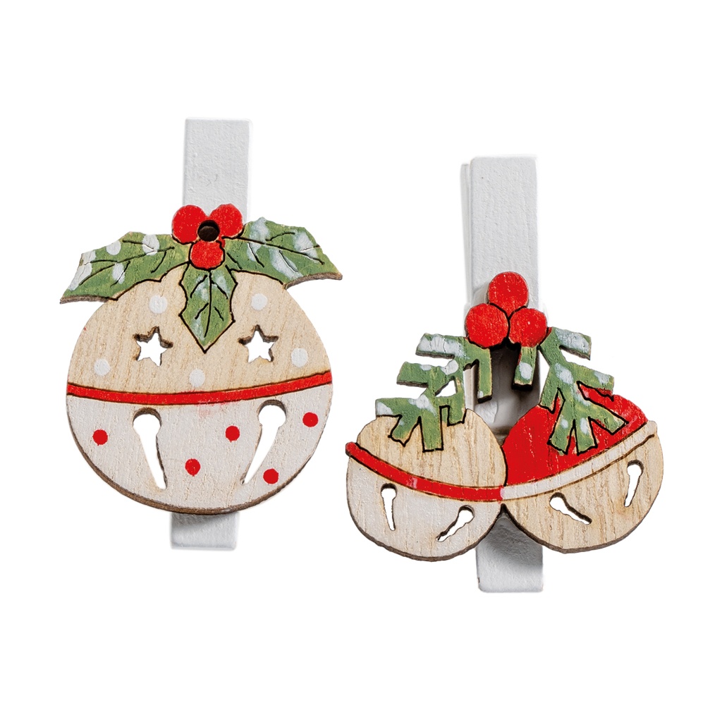 SACHET DE 6 PINCES BOULE DE NOËL 2ASS 