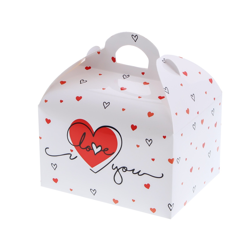 SWEETBOX AVEC POIGNEE 500GR "LOVE" 12X9,6CM H13CM 48PCS