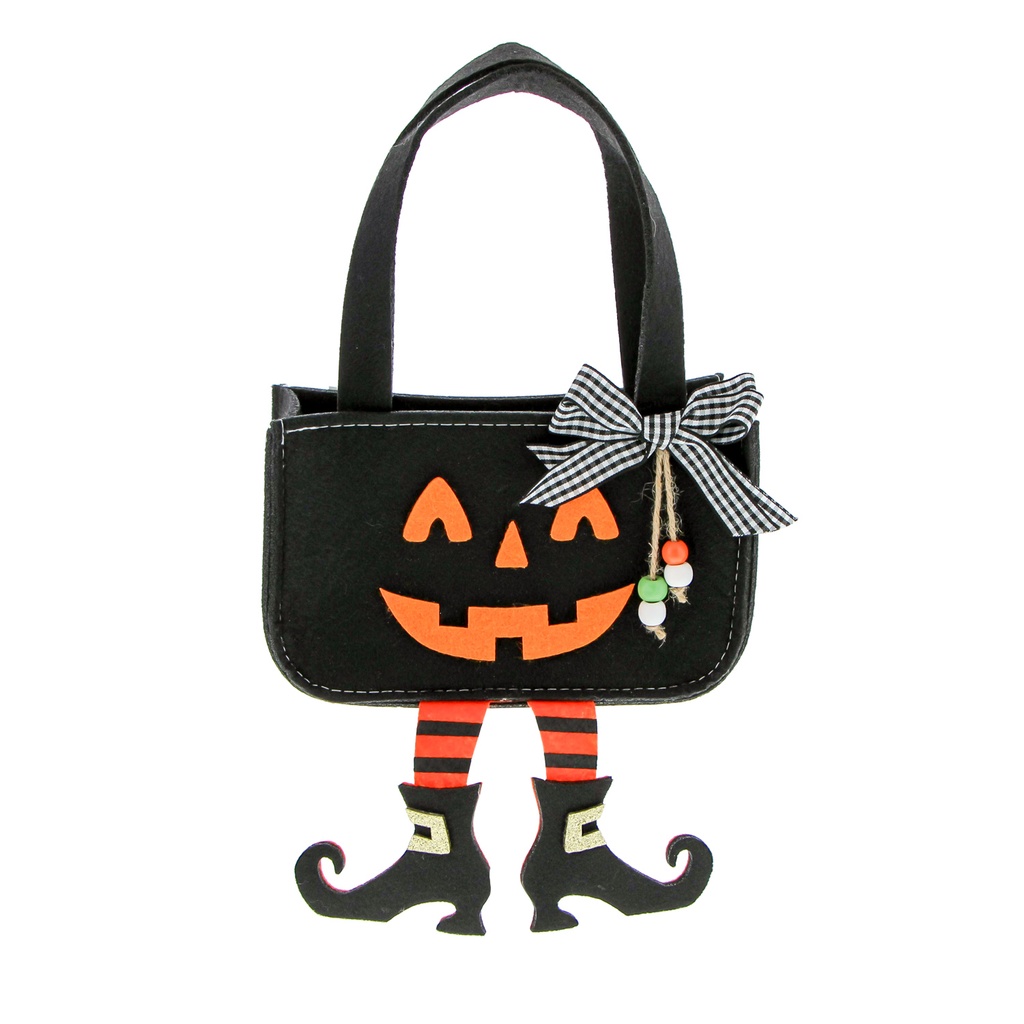 PANIER AVEC BOTTES DE SORCIERE 18X7CM H23,5CM