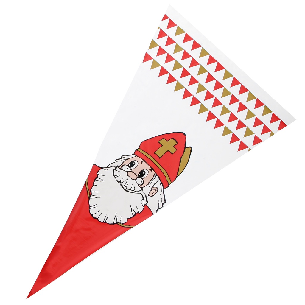ZAKJE KEGEL SINTERKLAAS 25X46CM 500GR 50ST