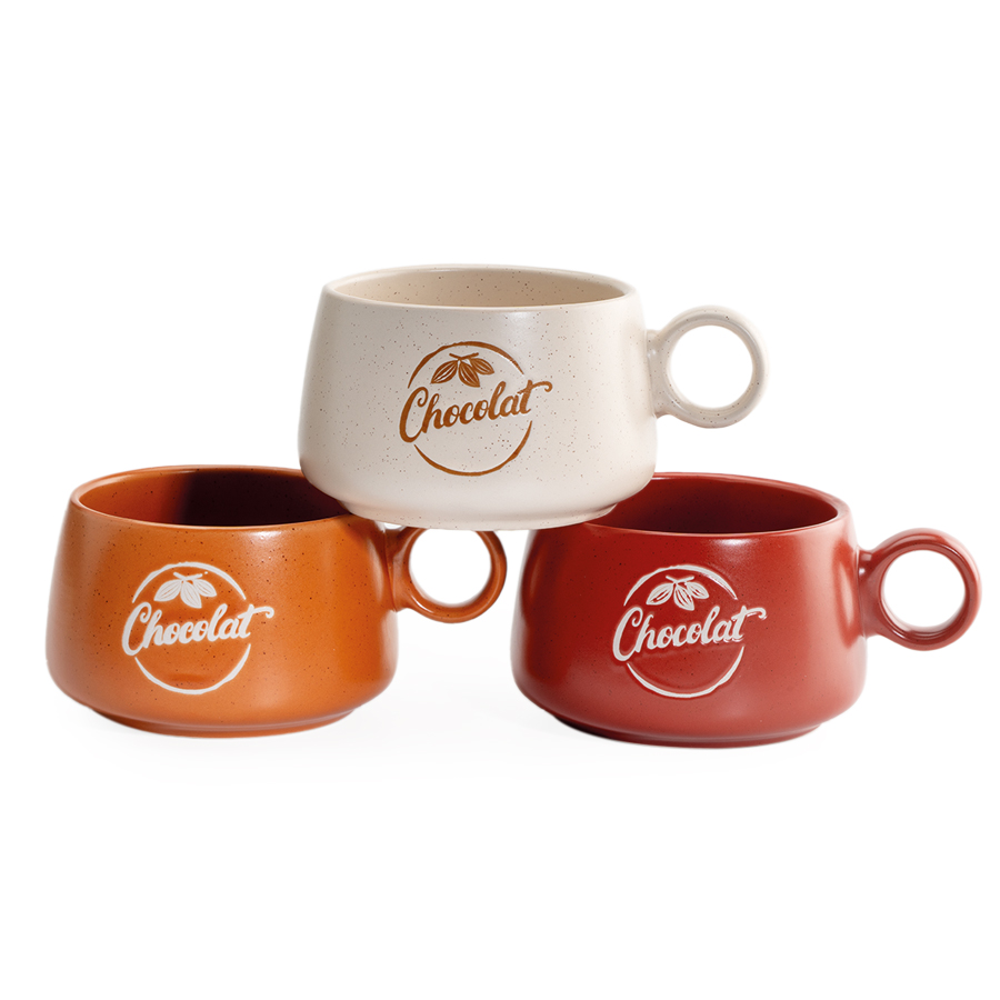 TASSE "CHOCOLAT" BEIGE/TERRACOTTA 3ASS Ø10CM H7CM
