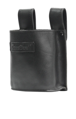 PAVELINNI BLACK BUFFALO GLADIATOR LEATHER DISHCLOTH HOLDER ACCESSORY - 7X20X11CM - A/PLASTIC CUP - DC07133ABL